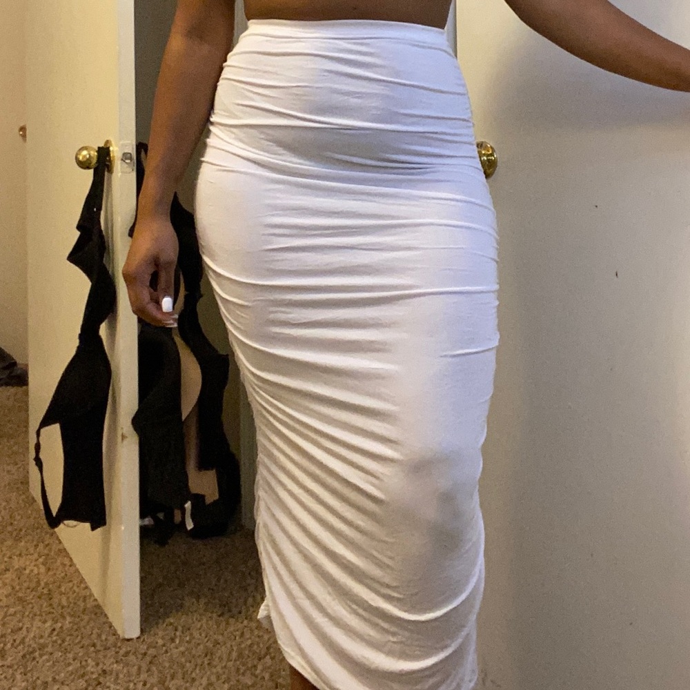 ruched maxi skirt
